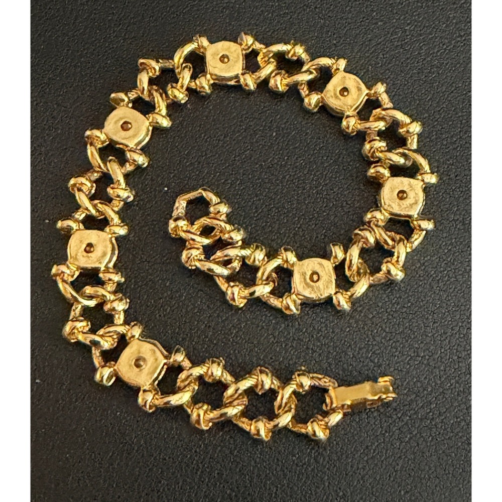Vintage Rhinestone Bracelet Bezel Set Gold Tone Rainbow Pride - Picture 3 of 5